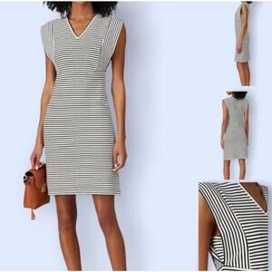 Derek Lam Collective Black White Striped Dress V-Neck Various Sizes